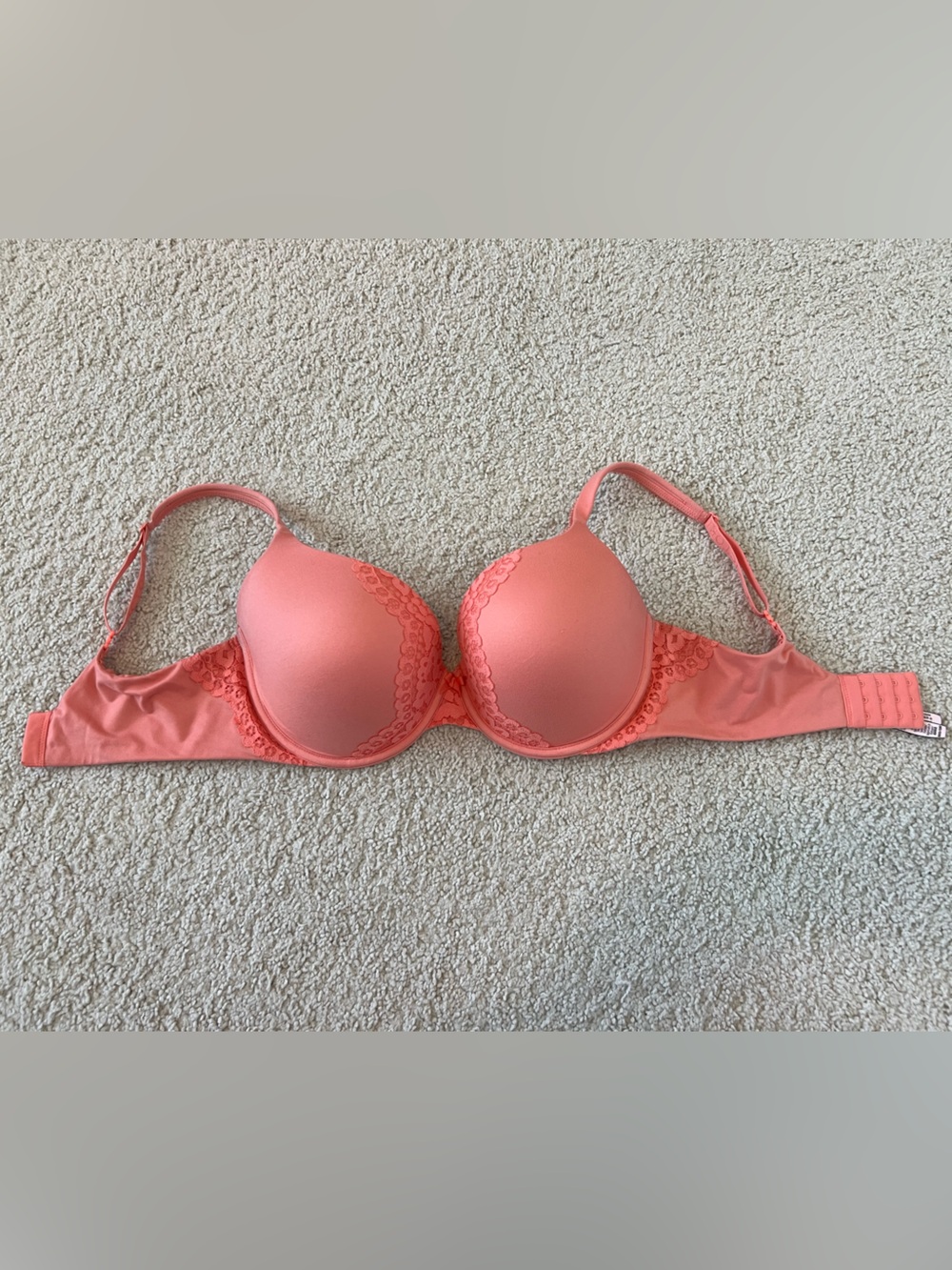 Victoria's Secret Coral Lace-Trim T-Shirt Bra